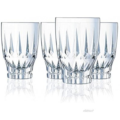 Cristal d'Arques L8170 Ornements Lot de 4 verres à long drink en cristal de haute qualité 4 verres de 36 cl Verre à eau épais et robuste Verre Kwarx Transparent
