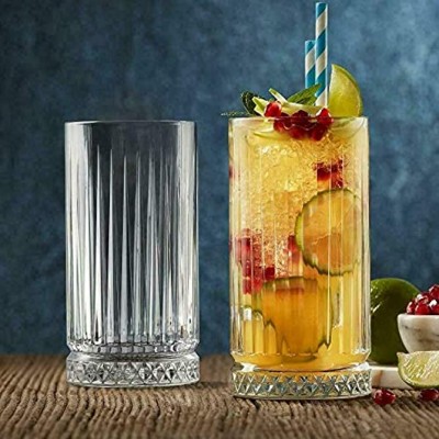 Pasabahce Elysia 520125 Lot de 4 verres à long drink Design rétro Aspect cristal 280 ml