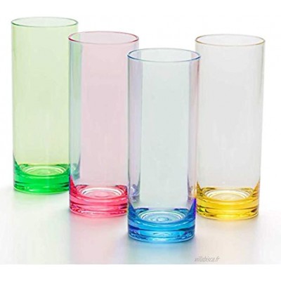 Verres gobelets en plastique 350 ml pour enfants verres à eau verre de table verres colorés réutilisable4 couleurs