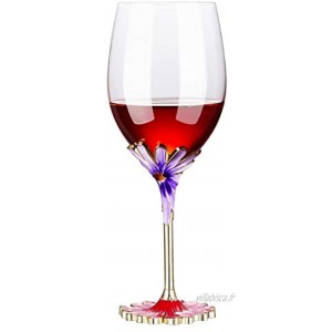 EVECASE Verres à vin pour Femmes Fleurs 3D Faites à La Main Cadeau pour Femme Maman.Idee Cadeau pour Anniversaire Saint Valentin Fête des Mères Noël