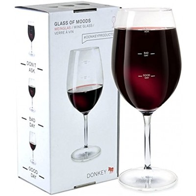 Glass of Moods Wine Glass with Measures for Good Day Bad Day Don't Ask