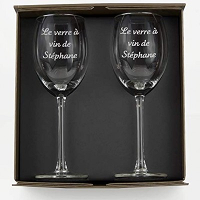 KDO MAGIC Coffret 2 verres à vin personnalisé Gravé avec votre prénom ou texte Cadeau original