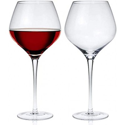 Lawei Lot de 2 Verres à Vin Rouge en Cristal sans plomb Grand Verres à Vins avec Long Pied 620 ml