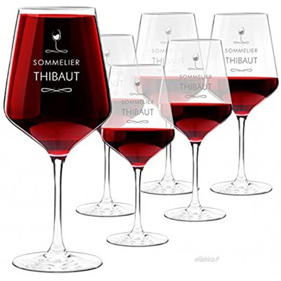 Maverton Verres à Vin en Cristal pour l’homme Set de 6 Verres XL Verres Personnalisés à Vin Rouge et Blanc Cadeau d’anniversaire pour amateur de vin Sommelier