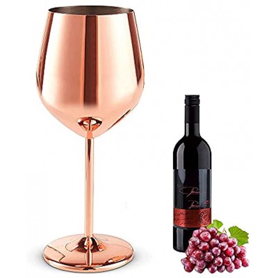Verres à Vin en Acier Inoxydable Verres à Vin Or Rose Verre à Vin Incassable 500 ml Réutilisable Verres à Vin Rouge pour Mariage Fêtes Anniversaire Vin Blanc Rouge Cocktail Champagne