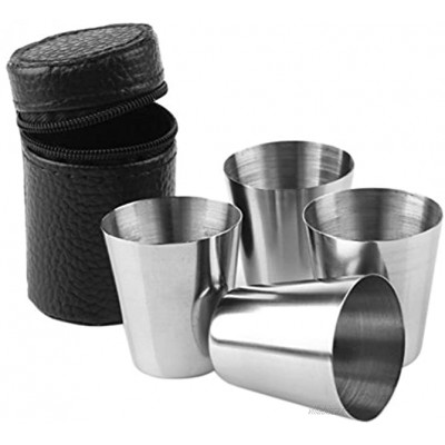 8 pièces Tasses à shot en acier inoxydable,URMAGIC Récipient à boire en verre à liqueur en métal de 30 ml avec étui de transport noir gobelet à boire tasse à thé en plein air
