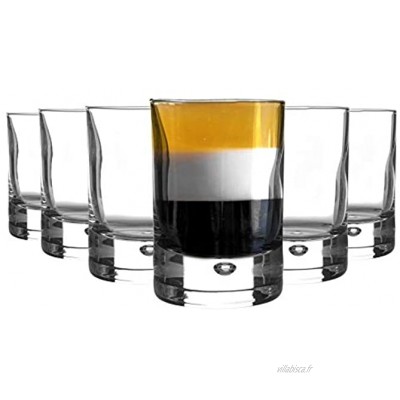 Bormioli Rocco Lot de 12 verres à shot en verre Verre classique contemporain Base à bulles 65 ml