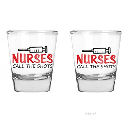Lot de 2 verres à shot ronds pour infirmières et infirmières