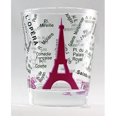 Paris France Verre à shot Tour Eiffel et carte Rose
