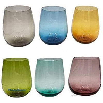 Pagano Home 8009 Lot de 6 verres en verre pour eau wisky Couleurs assorties Multicolore Capacité 470 ml