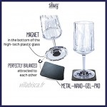 silwy Verres magnétiques verres en plastique haute technologie et tampons en gel nano métalliques verres de camping accessoires de bateau et yacht vin 0,2 l