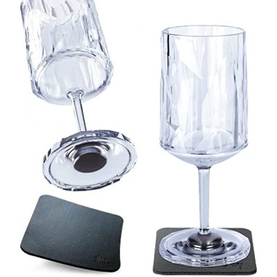 silwy Verres magnétiques verres en plastique haute technologie et tampons en gel nano métalliques verres de camping accessoires de bateau et yacht vin 0,2 l
